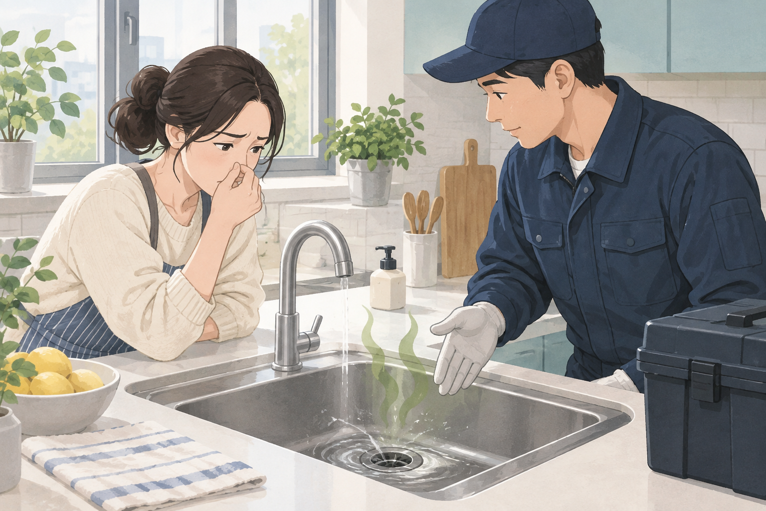 하수구냄새제거, 원인부터 업체 비용까지 쉽게 알아보기 관련 설명용 삽화